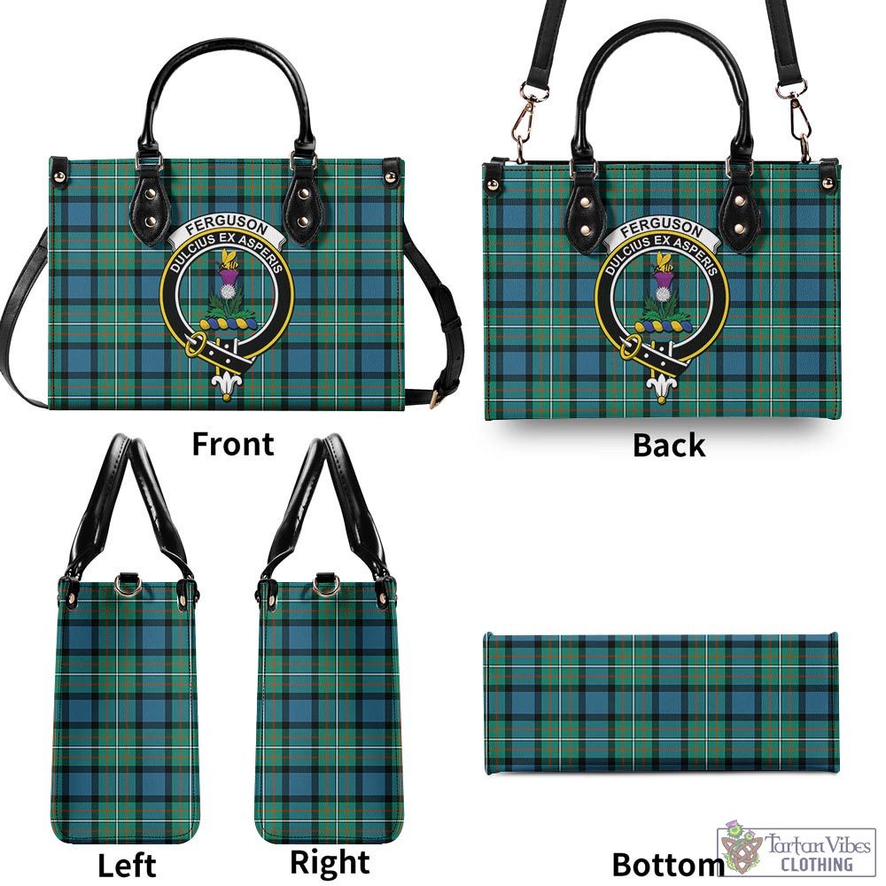 Tartan Vibes Clothing Ferguson Ancient Tartan Luxury Leather Handbags with Family Crest