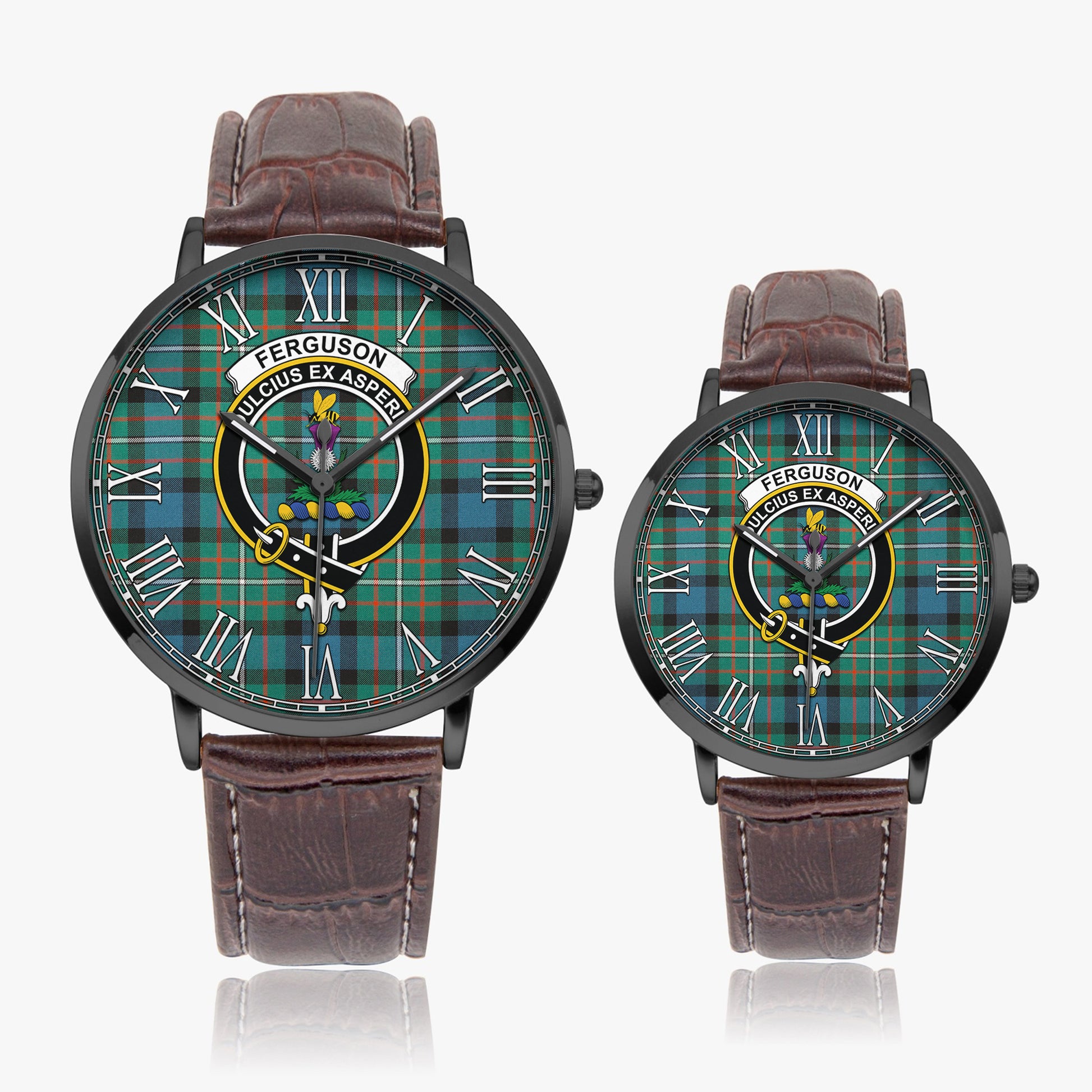 Ferguson Ancient Tartan Family Crest Leather Strap Quartz Watch - Tartanvibesclothing