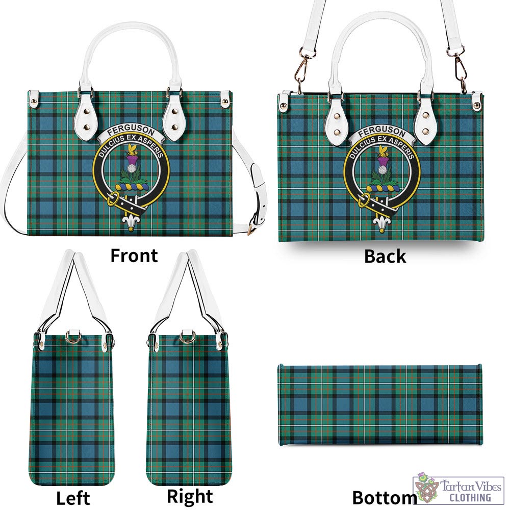 Tartan Vibes Clothing Ferguson Ancient Tartan Luxury Leather Handbags with Family Crest