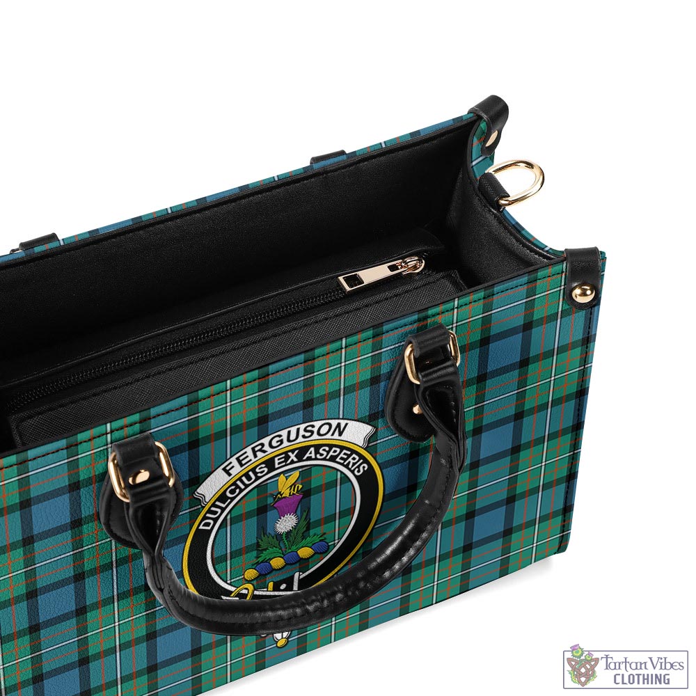 Tartan Vibes Clothing Ferguson Ancient Tartan Luxury Leather Handbags with Family Crest