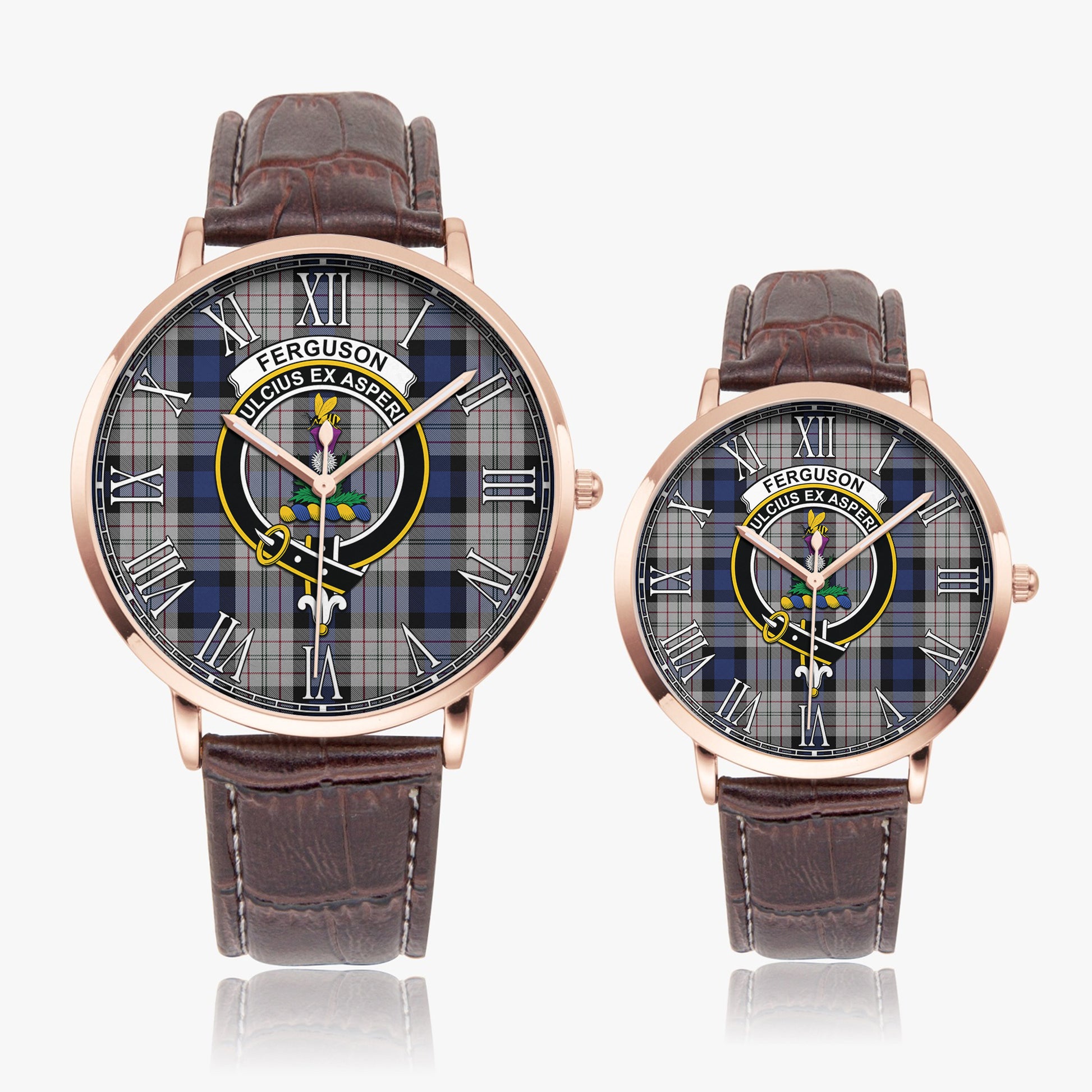 Ferguson Dress Tartan Family Crest Leather Strap Quartz Watch - Tartanvibesclothing