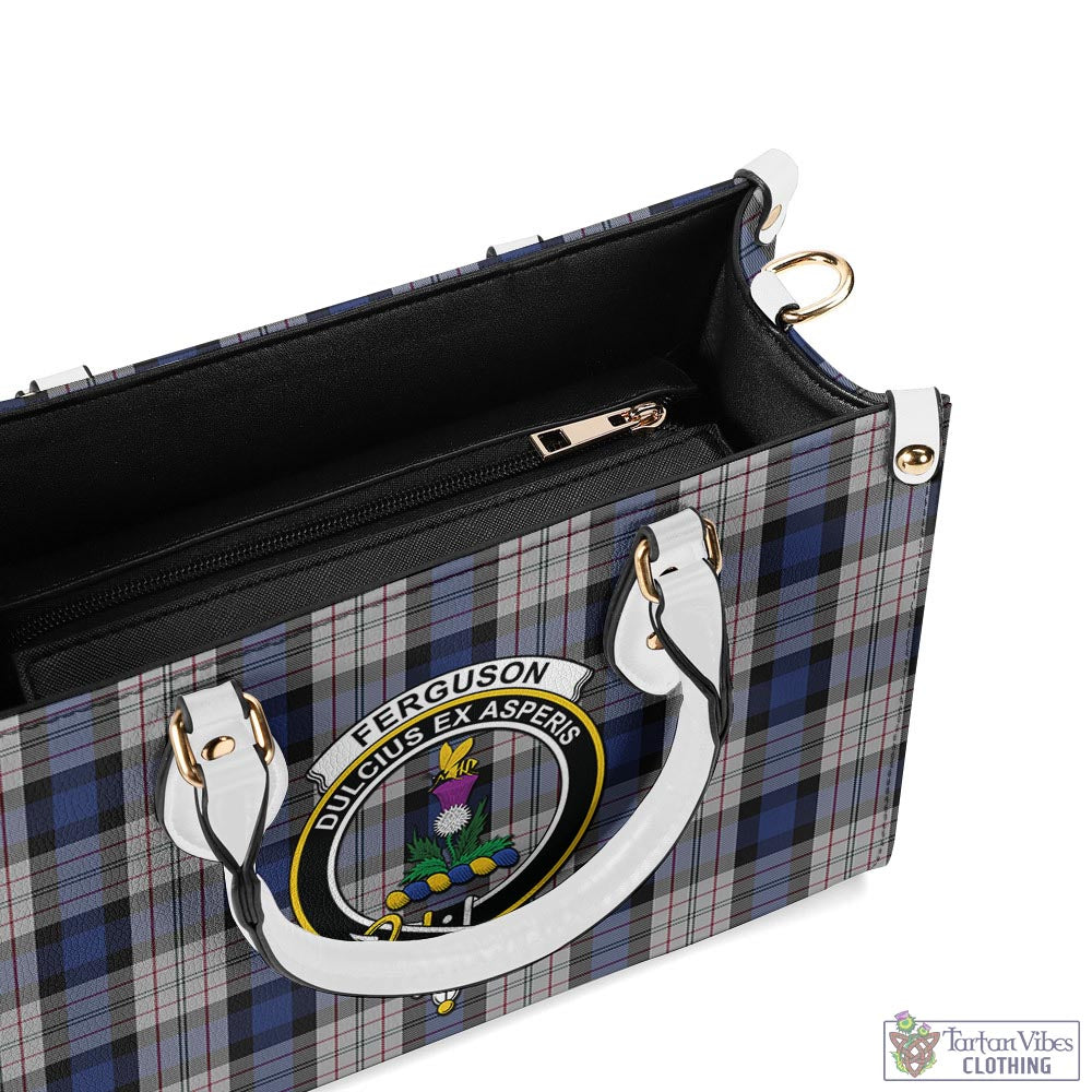 Tartan Vibes Clothing Ferguson Dress Tartan Luxury Leather Handbags with Family Crest