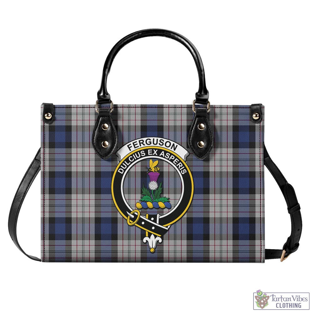 Tartan Vibes Clothing Ferguson Dress Tartan Luxury Leather Handbags with Family Crest