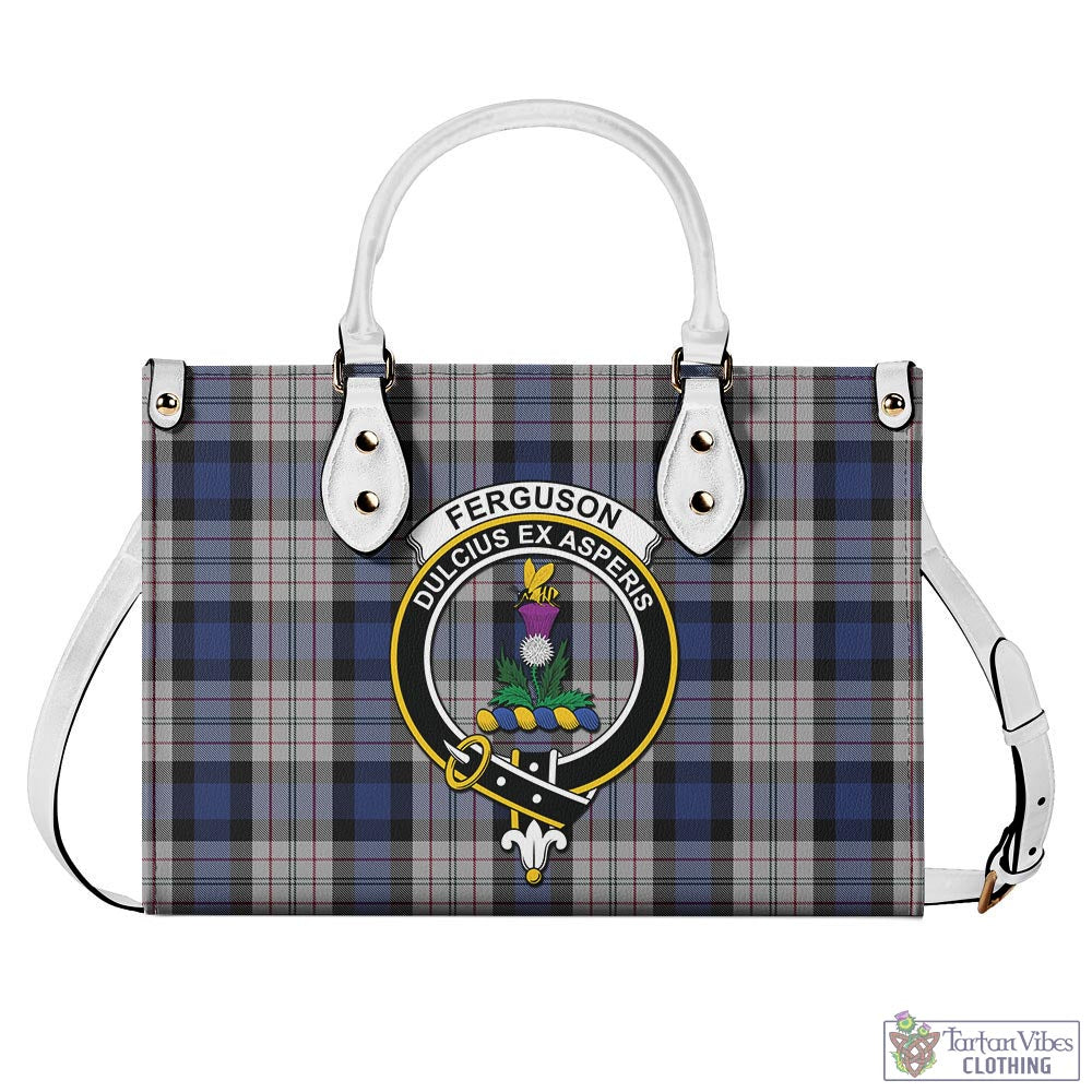 Tartan Vibes Clothing Ferguson Dress Tartan Luxury Leather Handbags with Family Crest