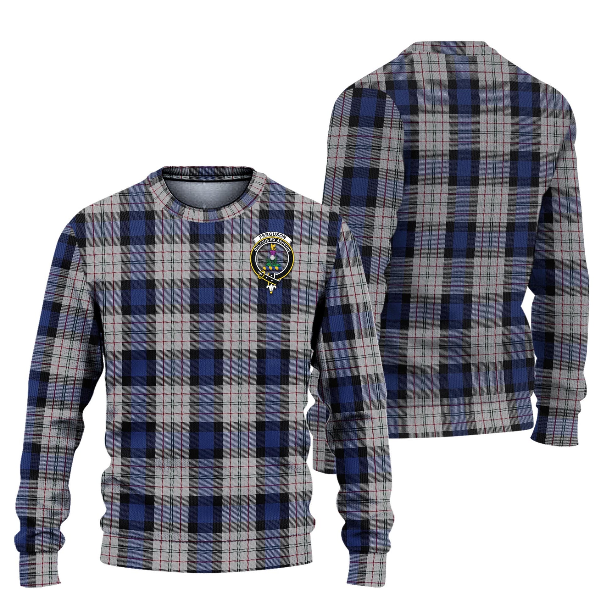 Ferguson Dress Tartan Knitted Sweater with Family Crest Unisex - Tartanvibesclothing