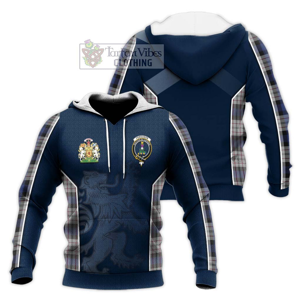 Ferguson Dress Tartan Knitted Hoodie with Family Crest and Lion Rampant Vibes Sport Style Unisex Knitted Pullover Hoodie - Tartan Vibes Clothing