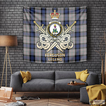 Ferguson Dress Tartan Tapestry with Clan Crest and the Golden Sword of Courageous Legacy