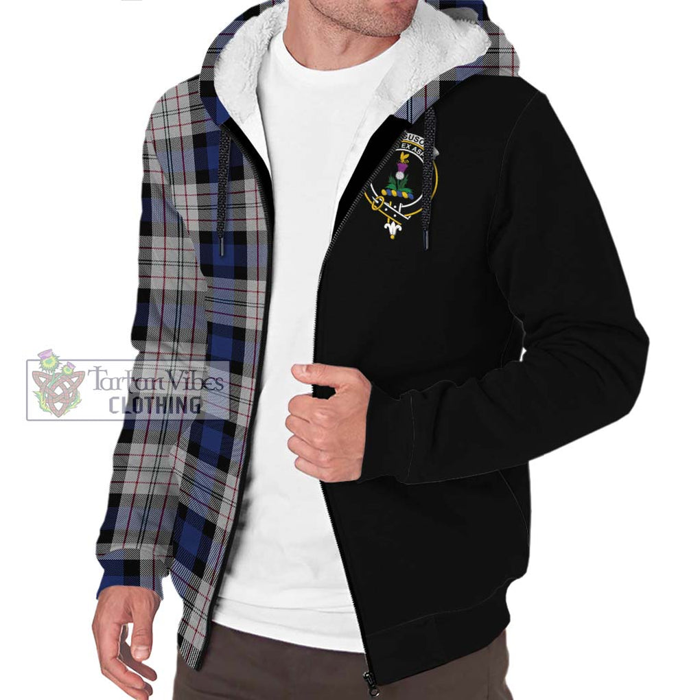 Ferguson Dress Tartan Sherpa Hoodie with Family Crest and Half Of Me Style Unisex S - Tartanvibesclothing Shop