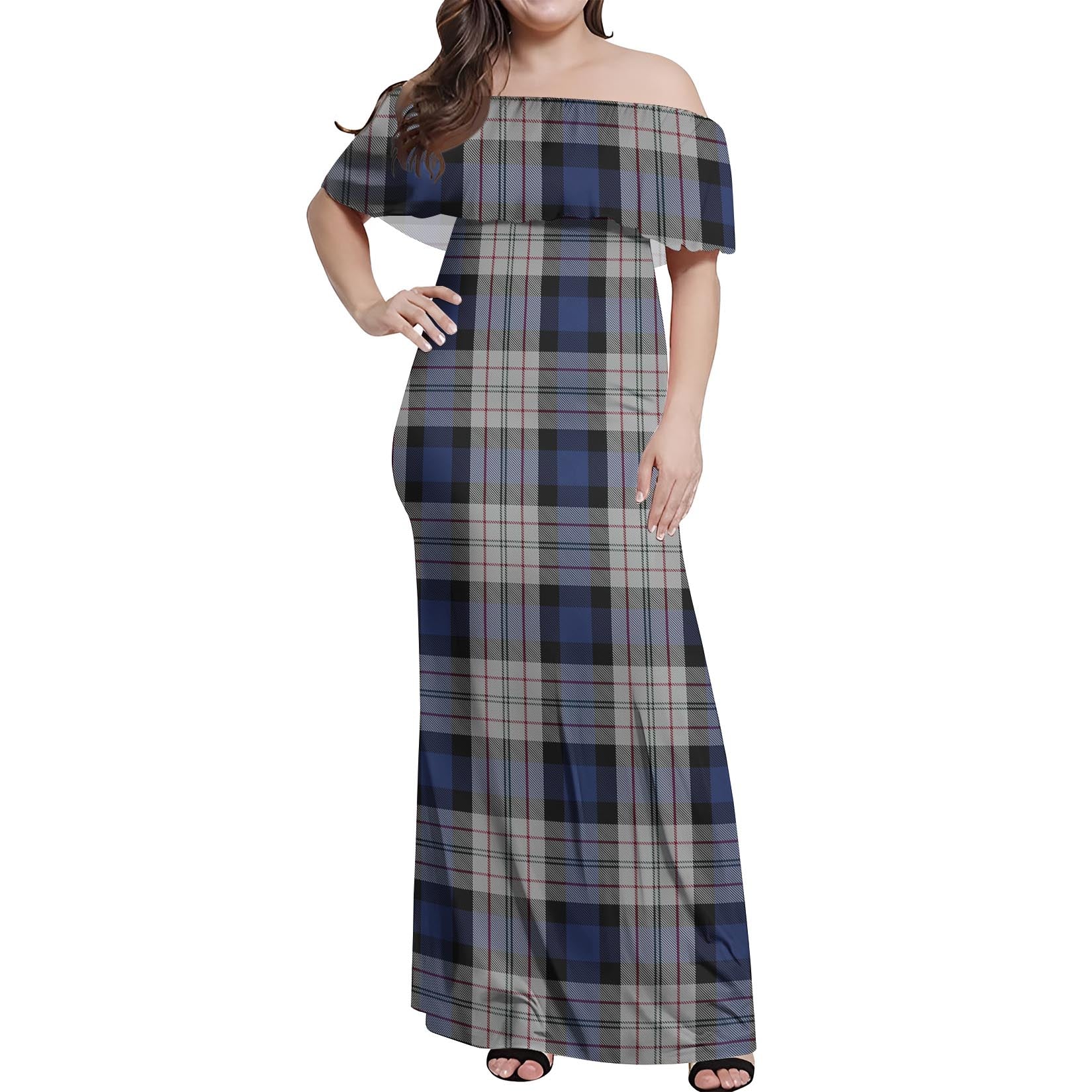 Ferguson Dress Tartan Off Shoulder Long Dress Women's Dress - Tartanvibesclothing