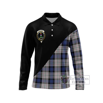 Ferguson Dress Tartan Long Sleeve Polo Shirt with Family Crest and Military Logo Style