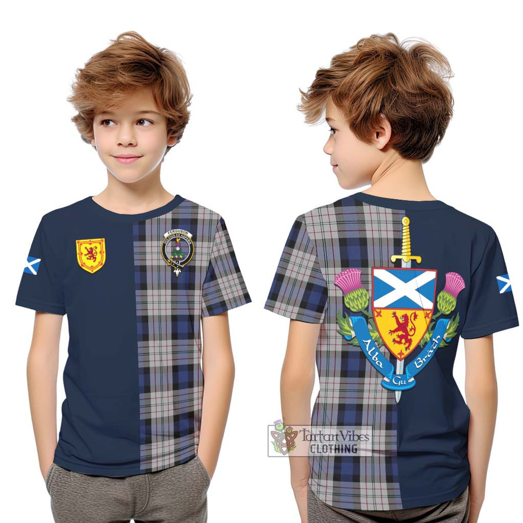 Tartan Vibes Clothing Ferguson Dress Tartan Kid T-Shirt with Scottish Lion Royal Arm Half Style