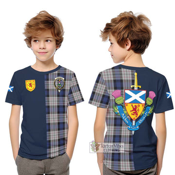 Ferguson Dress Tartan Kid T-Shirt Alba with Scottish Lion Royal Arm Half Style