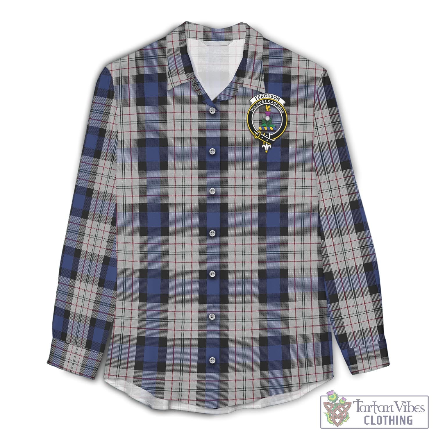 Tartan Vibes Clothing Ferguson Dress Tartan Womens Casual Shirt with Family Crest