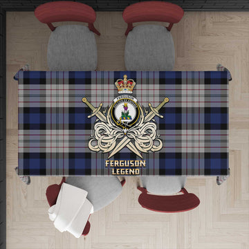 Ferguson Dress Tartan Tablecloth with Clan Crest and the Golden Sword of Courageous Legacy