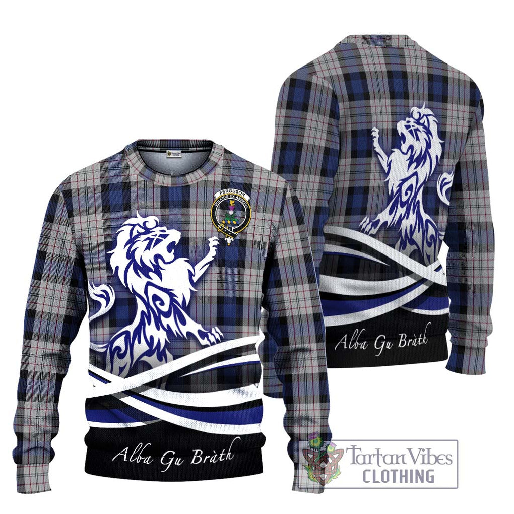 Ferguson Dress Tartan Knitted Sweater with Alba Gu Brath Regal Lion Emblem Unisex - Tartanvibesclothing Shop