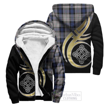 Ferguson Dress Tartan Sherpa Hoodie with Family Crest and Celtic Symbol Style