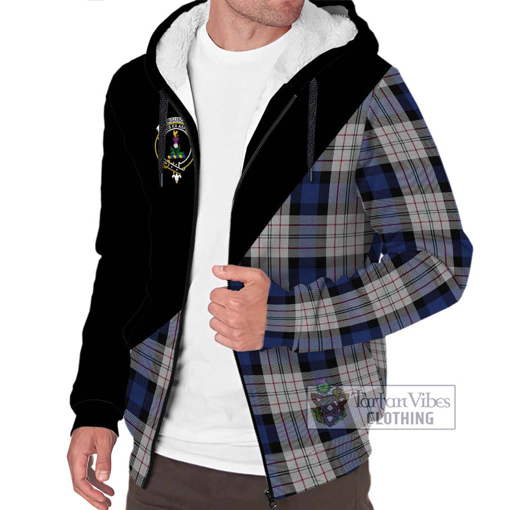 Ferguson Dress Tartan Sherpa Hoodie with Family Crest and Military Logo Style Unisex S - Tartanvibesclothing Shop