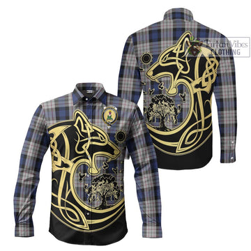 Ferguson Dress Tartan Long Sleeve Button Shirt with Family Crest Celtic Wolf Style