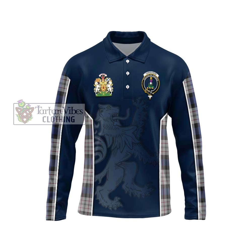 Ferguson Dress Tartan Long Sleeve Polo Shirt with Family Crest and Lion Rampant Vibes Sport Style Unisex - Tartan Vibes Clothing