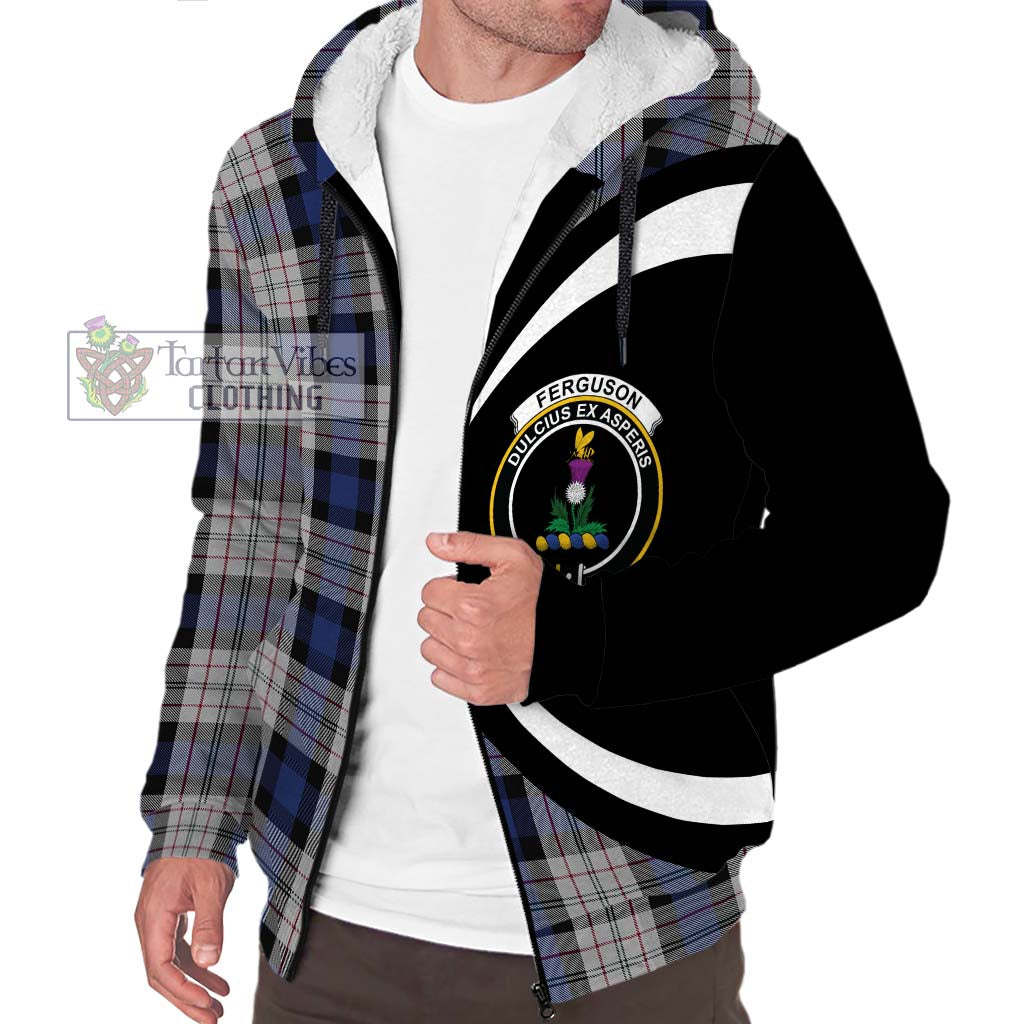 Ferguson Dress Tartan Sherpa Hoodie with Family Crest Circle Style Unisex S - Tartan Vibes Clothing