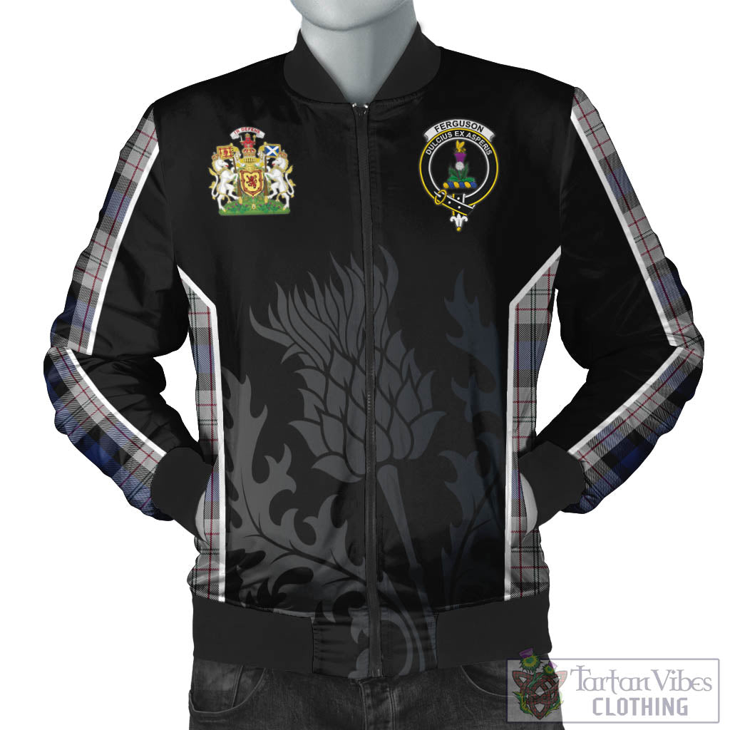 Tartan Vibes Clothing Ferguson Dress Tartan Bomber Jacket with Family Crest and Scottish Thistle Vibes Sport Style