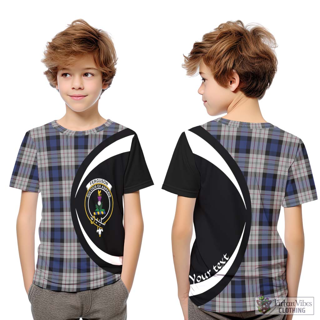 Ferguson Dress Tartan Kid T-Shirt with Family Crest Circle Style Youth XL Size14 - Tartan Vibes Clothing