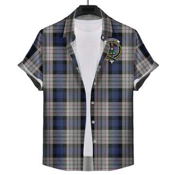 Ferguson Dress Tartan Short Sleeve Button Down Shirt with Family Crest