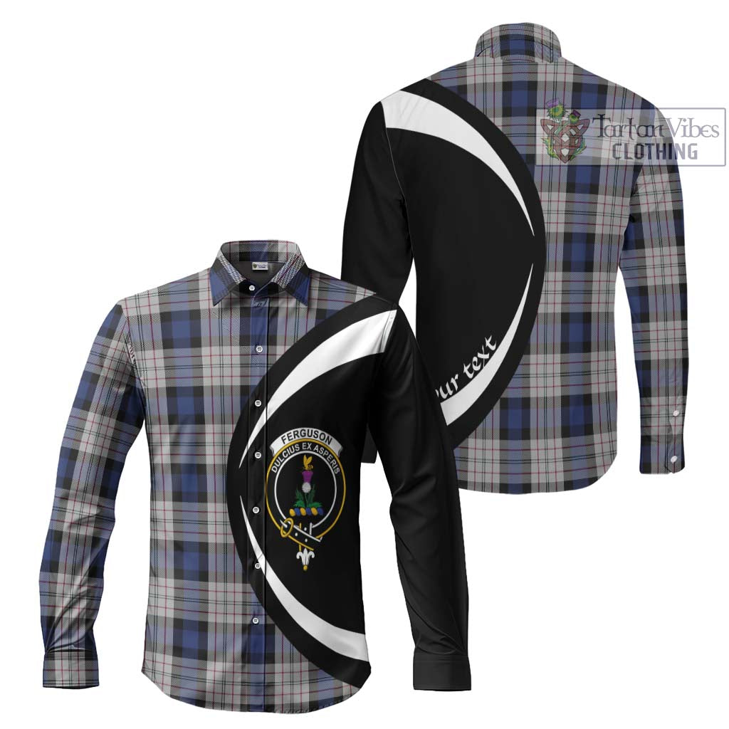 Ferguson Dress Tartan Long Sleeve Button Up with Family Crest Circle Style Men's Shirt S - Tartan Vibes Clothing