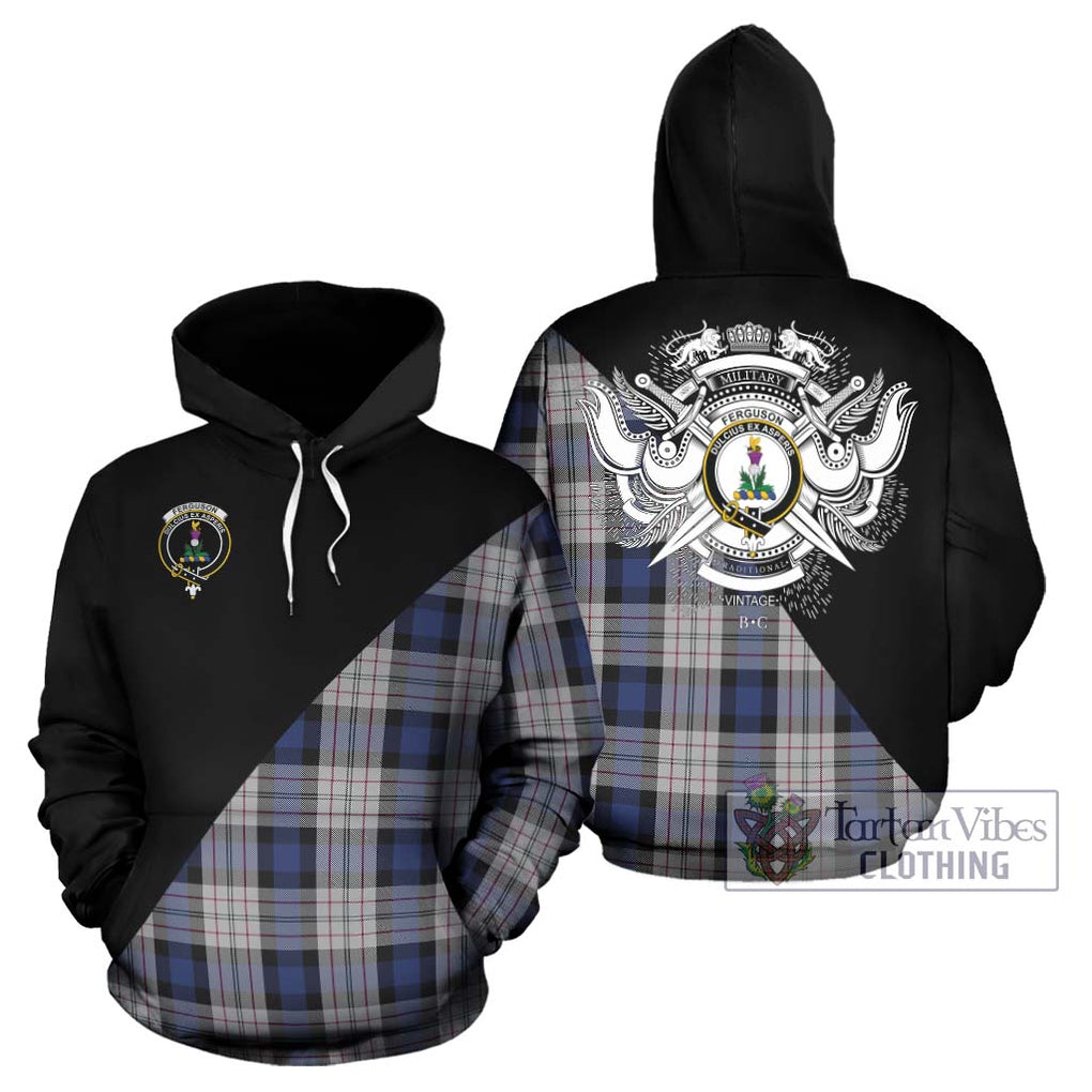 Ferguson Dress Tartan Hoodie with Family Crest and Military Logo Style Zip Hoodie - Tartanvibesclothing Shop