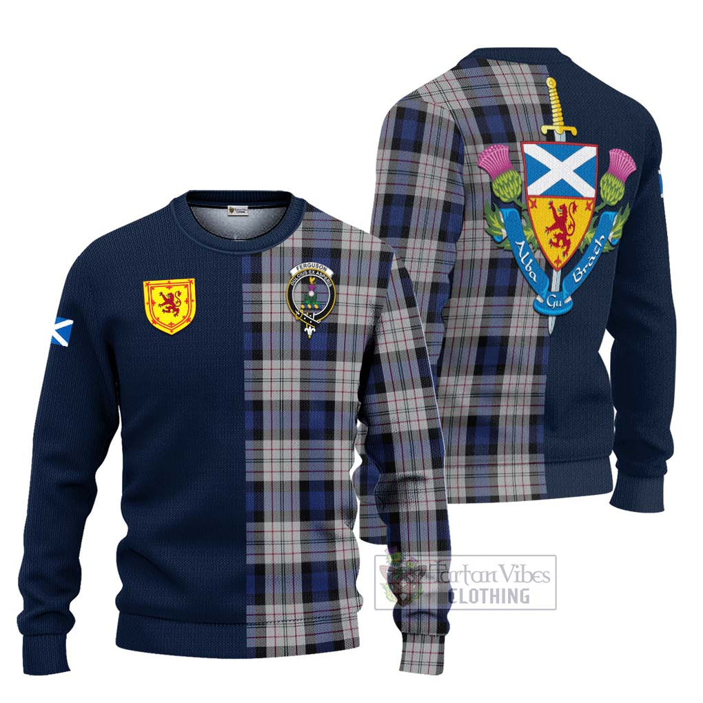 Tartan Vibes Clothing Ferguson Dress Tartan Knitted Sweater with Scottish Lion Royal Arm Half Style