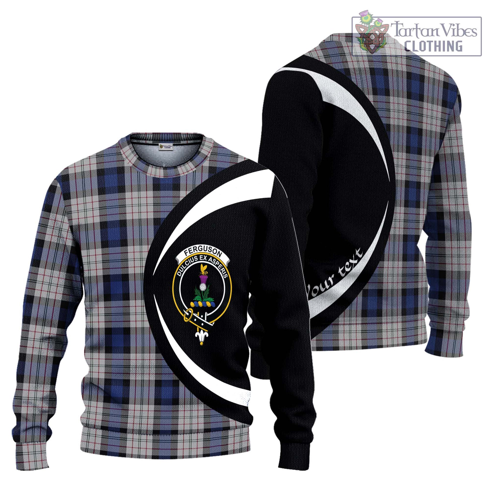 Ferguson Dress Tartan Ugly Sweater with Family Crest Circle Style Unisex - Tartan Vibes Clothing