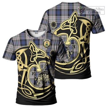 Ferguson Dress Tartan T-Shirt with Family Crest Celtic Wolf Style