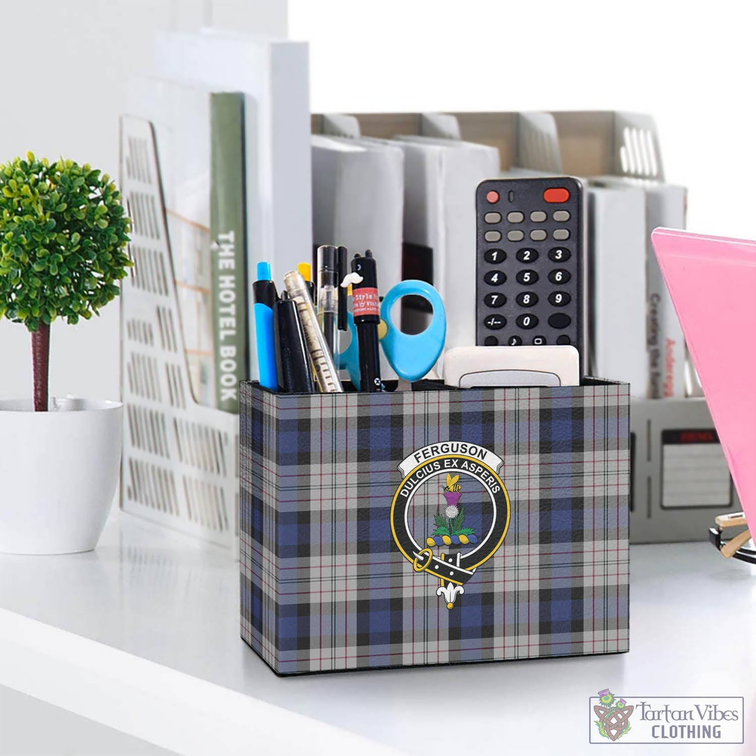 Tartan Vibes Clothing Ferguson Dress Tartan Pen Holder with Family Crest