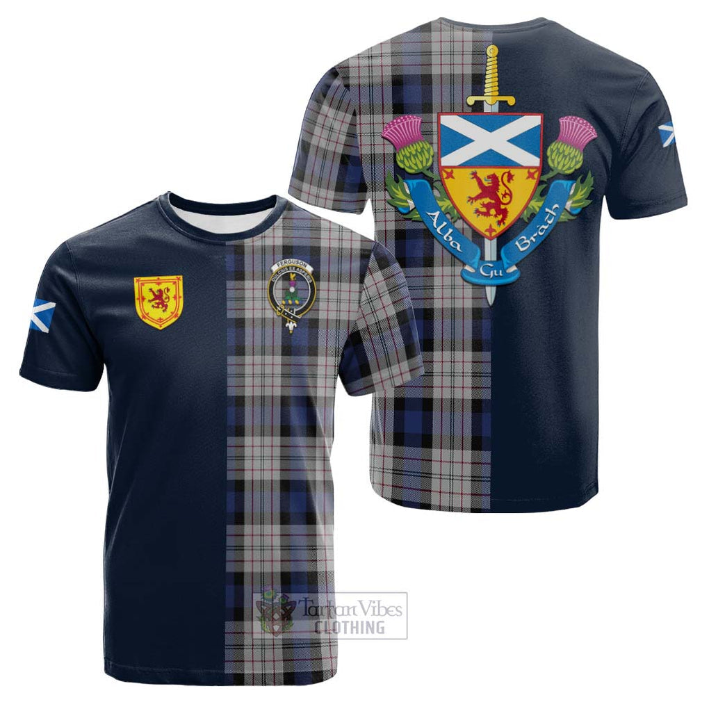 Tartan Vibes Clothing Ferguson Dress Tartan Cotton T-shirt with Scottish Lion Royal Arm Half Style