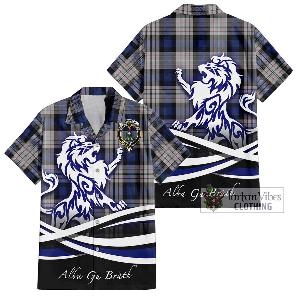 Ferguson Dress Tartan Short Sleeve Button Shirt with Alba Gu Brath Regal Lion Emblem Kid - Tartanvibesclothing Shop