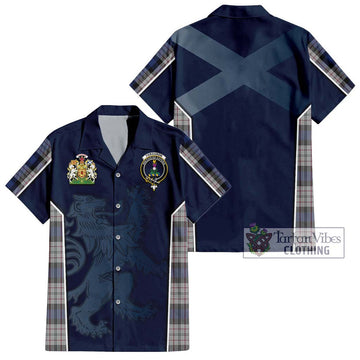 Ferguson Dress Tartan Short Sleeve Button Shirt with Family Crest and Lion Rampant Vibes Sport Style