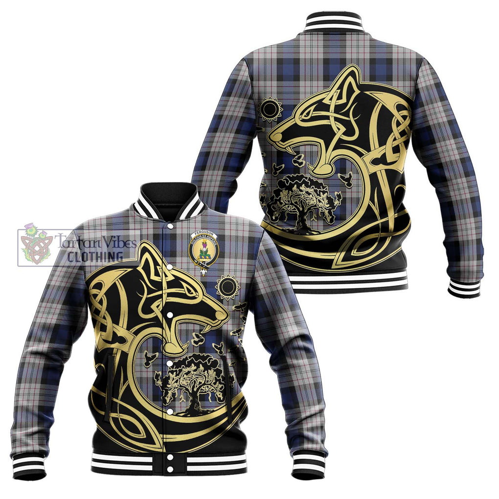 Ferguson Dress Tartan Baseball Jacket with Family Crest Celtic Wolf Style Unisex - Tartan Vibes Clothing