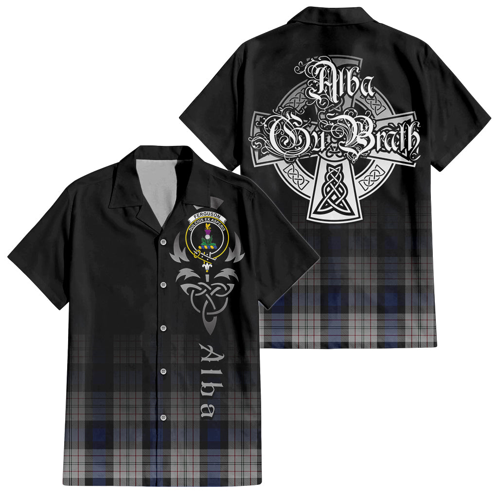 Tartan Vibes Clothing Ferguson Dress Tartan Short Sleeve Button Up Featuring Alba Gu Brath Family Crest Celtic Inspired