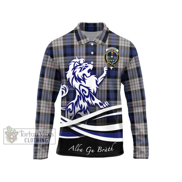 Ferguson Dress Tartan Long Sleeve Polo Shirt with Alba Gu Brath Regal Lion Emblem