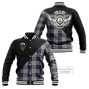 Ferguson Dress Tartan Baseball Jacket with Family Crest and Military Logo Style