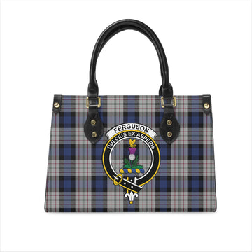 Ferguson Dress Tartan Leather Bag with Family Crest