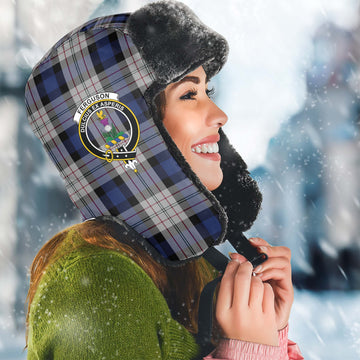 Ferguson Dress Tartan Winter Trapper Hat with Family Crest