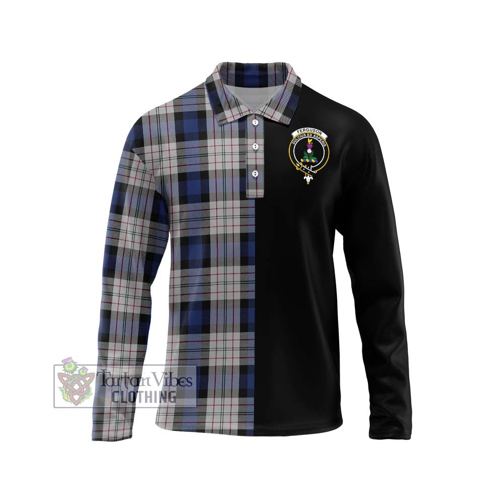 Ferguson Dress Tartan Long Sleeve Polo Shirt with Family Crest and Half Of Me Style Unisex - Tartanvibesclothing Shop