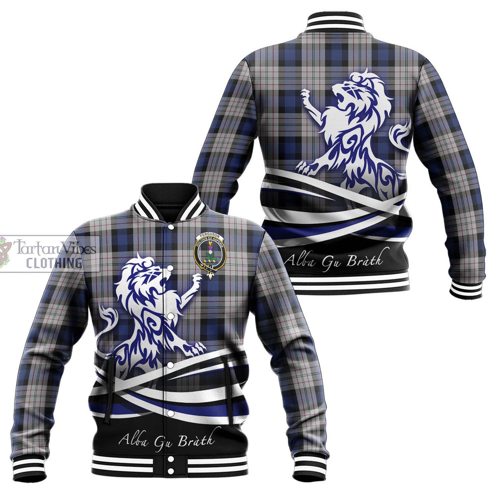 Ferguson Dress Tartan Baseball Jacket with Alba Gu Brath Regal Lion Emblem Unisex - Tartanvibesclothing Shop