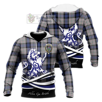 Ferguson Dress Tartan Knitted Hoodie with Alba Gu Brath Regal Lion Emblem