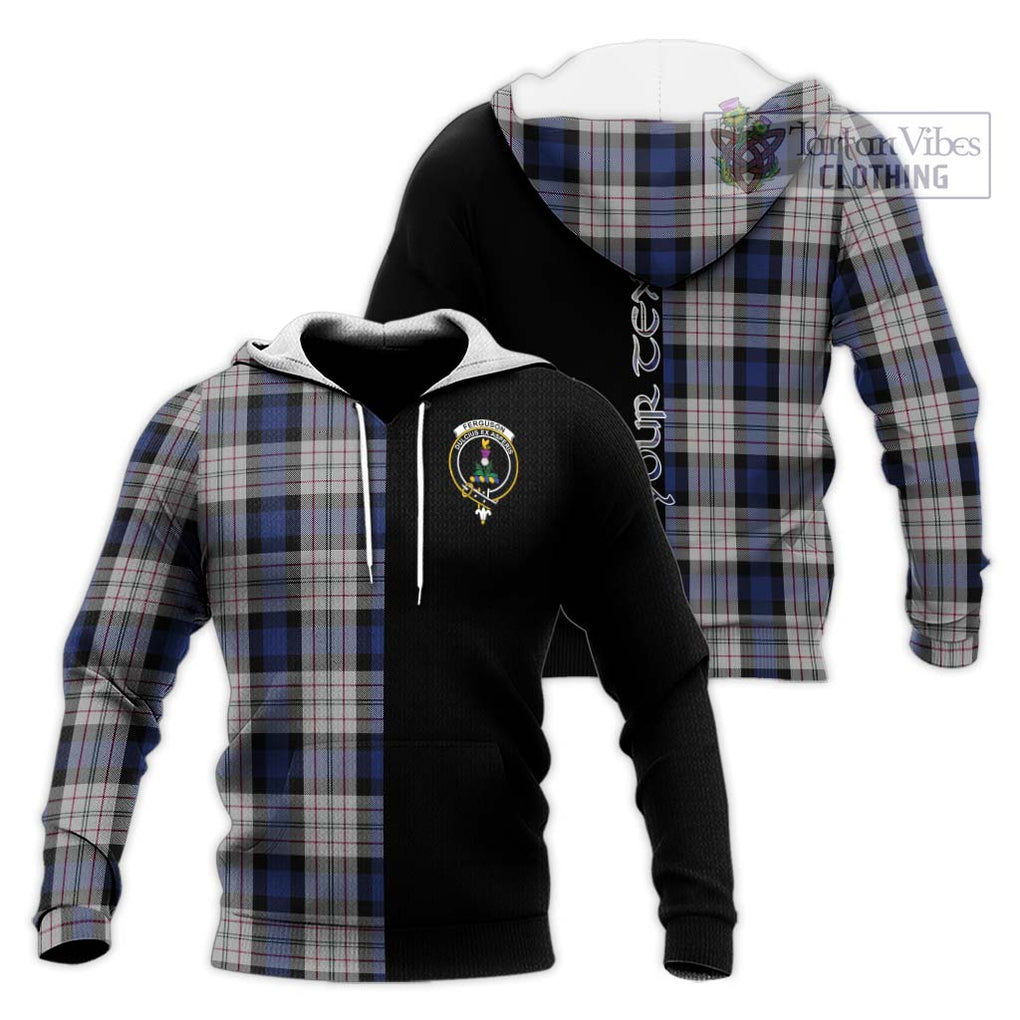 Ferguson Dress Tartan Knitted Hoodie with Family Crest and Half Of Me Style Unisex Knitted Pullover Hoodie - Tartanvibesclothing Shop