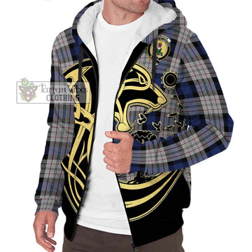 Ferguson Dress Tartan Sherpa Hoodie with Family Crest Celtic Wolf Style