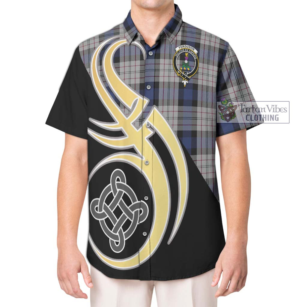 Ferguson Dress Tartan Short Sleeve Button Shirt with Family Crest and Celtic Symbol Style Kid - Tartan Vibes Clothing