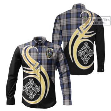 Ferguson Dress Tartan Long Sleeve Button Shirt with Family Crest and Celtic Symbol Style