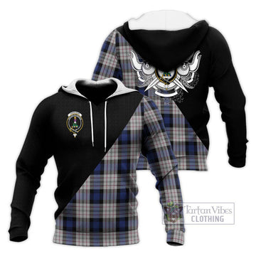 Ferguson Dress Tartan Knitted Hoodie with Family Crest and Military Logo Style